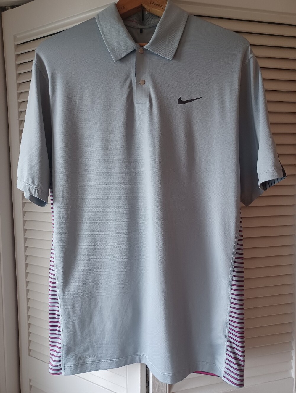 Nike Golf Tiger Woods Collection Polo Shirt Light Gray/Pink Men's Size Medium